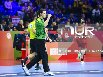 Bianca Tomina competes during the Romania vs. Czechia match at the Women's EHF EURO 2024 in Fonix Arena, Debrecen, on November 29, 2024 (