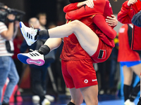 Players of Romania celebrate during the Romania vs. Czechia match at the Women's EHF EURO 2024 in Fonix Arena, Debrecen, on November 29, 202...