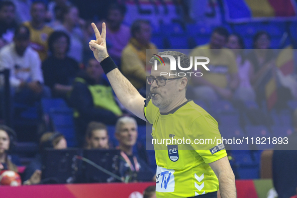 Brkic Radojko is in action during the Romania vs. Czechia match at the Women's EHF EURO 2024 in Fonix Arena, Debrecen, on November 29, 2024....