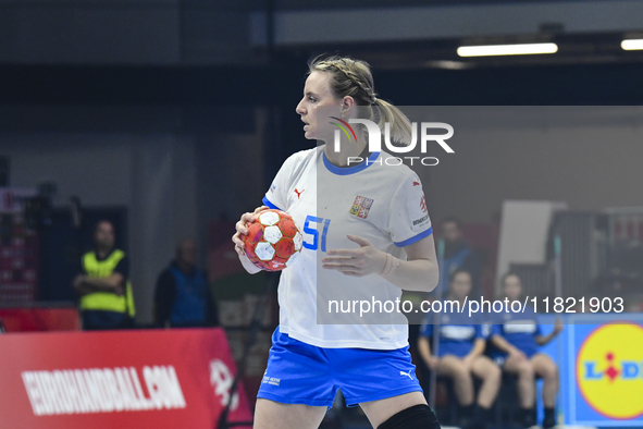 Marketa Jerabkova is in action during the Romania vs. Czechia match at the Women's EHF EURO 2024 in Fonix Arena, Debrecen, on November 29, 2...