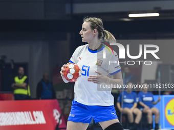 Marketa Jerabkova is in action during the Romania vs. Czechia match at the Women's EHF EURO 2024 in Fonix Arena, Debrecen, on November 29, 2...