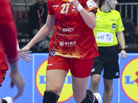 Lorena Gabriela Ostase is in action during the Romania vs. Czechia match at the Women's EHF EURO 2024, in Debrecen, Hungary, on November 29,...