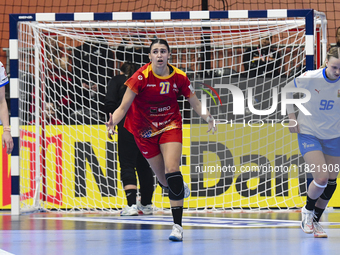 Lorena Gabriela Ostase is in action during the Romania vs. Czechia match at the Women's EHF EURO 2024, in Debrecen, Hungary, on November 29,...