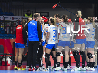 Romania faces Czechia in the Women's EHF EURO 2024 at Fonix Arena in Debrecen, Hungary, on November 29, 2024. (