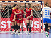 Alexandra Dindiligan is in action during the Romania vs. Czechia match at the Women's EHF EURO 2024 in Fonix Arena, Debrecen, on November 29...