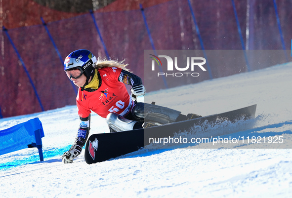 Ledecka Este of the Czech Republic competes during the first round of the women's snowboard parallel giant slalom at the 2024-2025 ISF Snowb...