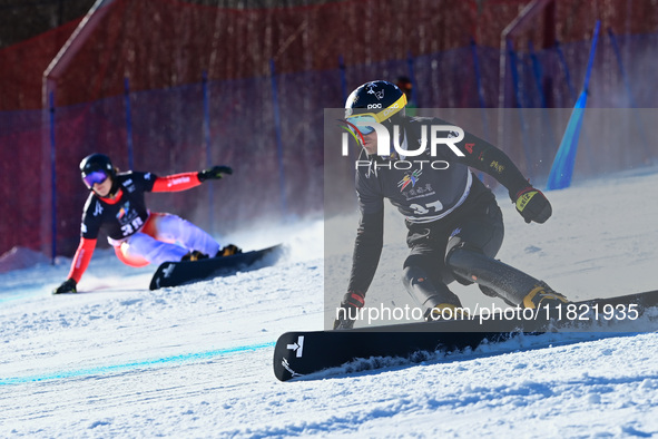 Bulgaria's Yankov Radoslav competes during the first round of the men's parallel giant slalom snowboard at the 2024-2025 ISF Snowboard Paral...