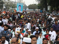 Activists from The All India Trinamool Congress take part in a protest meeting in Kolkata, India, on November 30, 2024, demanding the withdr...