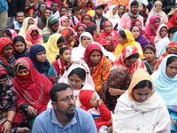 Activists from The All India Trinamool Congress take part in a protest meeting in Kolkata, India, on November 30, 2024, demanding the withdr...