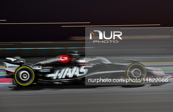 Danish Formula One driver Kevin Magnussen of Haas participates in the first practice session of the Formula 1 Grand Prix of Qatar at Lusail...