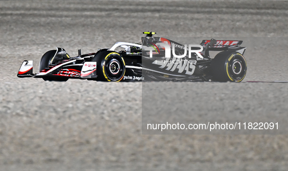 German Formula One driver Nico Hulkenberg of Haas participates in the first practice session of the Formula 1 Grand Prix of Qatar at Lusail...