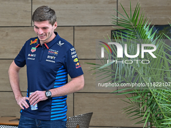 Netherlands Formula One driver Max Verstappen of Red Bull Racing arrives at the paddock ahead of the Formula 1 Grand Prix of Qatar at Lusail...