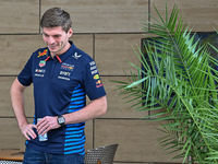 Netherlands Formula One driver Max Verstappen of Red Bull Racing arrives at the paddock ahead of the Formula 1 Grand Prix of Qatar at Lusail...