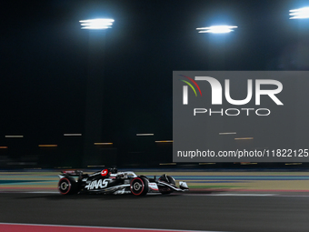 Danish driver Kevin Magnussen of Haas Ferrari participates in the first practice session of the Formula 1 Grand Prix of Qatar at Lusail Inte...