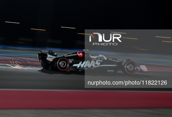 Danish driver Kevin Magnussen of Haas Ferrari participates in the first practice session of the Formula 1 Grand Prix of Qatar at Lusail Inte...