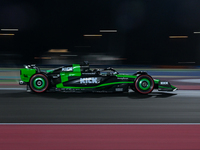 Finnish driver Valtteri Bottas of Alfa Romeo Ferrari participates in the first practice session of the Formula 1 Grand Prix of Qatar at Lusa...