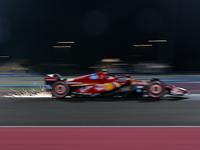 Spanish driver Carlos Sainz of Ferrari participates in the first practice session of the Formula 1 Grand Prix of Qatar at Lusail Internation...