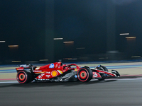 Monaco's driver Charles Leclerc of Ferrari participates in the first practice session of the Formula 1 Grand Prix of Qatar at Lusail Interna...