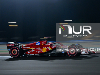 Monaco's driver Charles Leclerc of Ferrari participates in the first practice session of the Formula 1 Grand Prix of Qatar at Lusail Interna...