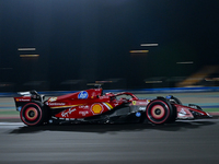 Monaco's driver Charles Leclerc of Ferrari participates in the first practice session of the Formula 1 Grand Prix of Qatar at Lusail Interna...