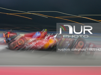 Monaco's driver Charles Leclerc of Ferrari participates in the first practice session of the Formula 1 Grand Prix of Qatar at Lusail Interna...