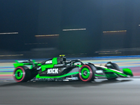 Chinese driver Zhou Guanyu of Alfa Romeo Ferrari participates in the first practice session of the Formula 1 Grand Prix of Qatar at Lusail I...