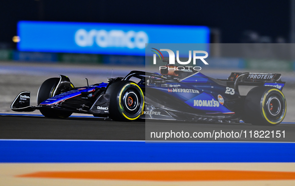 Thai Formula One driver Alexander Albon of Williams participates in the Sprint qualifying session of the Formula 1 Grand Prix of Qatar at Lu...