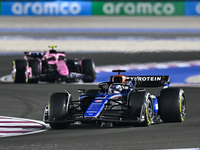 Thai Formula One driver Alexander Albon of Williams participates in the Sprint qualifying session of the Formula 1 Grand Prix of Qatar at Lu...