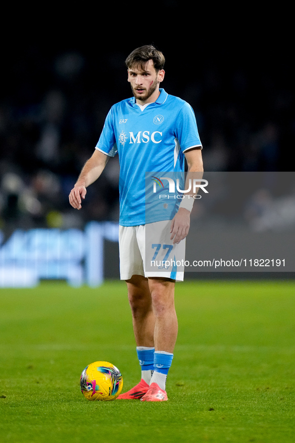 Khvicha Kvaratskhelia of SSC Napoli during the serie Serie A Enilive match between SSC Napoli and AS Roma at Stadio Diego Armando Maradona o...