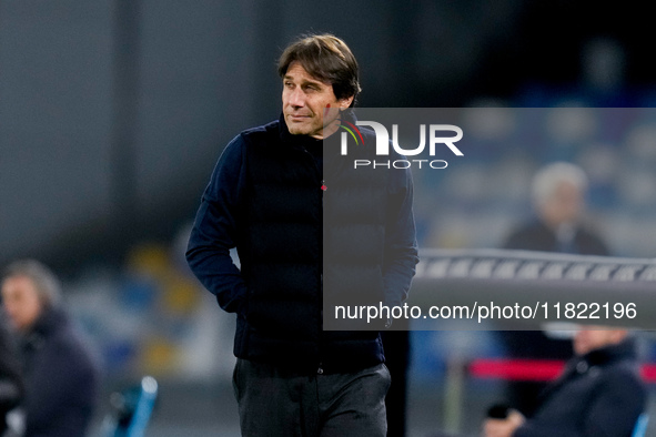 Antonio Conte Head Coach of SSC Napoli looks on during the serie Serie A Enilive match between SSC Napoli and AS Roma at Stadio Diego Armand...