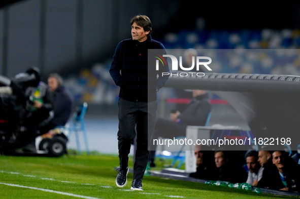 Antonio Conte Head Coach of SSC Napoli looks on during the serie Serie A Enilive match between SSC Napoli and AS Roma at Stadio Diego Armand...