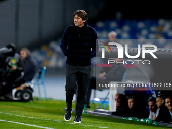 Antonio Conte Head Coach of SSC Napoli looks on during the serie Serie A Enilive match between SSC Napoli and AS Roma at Stadio Diego Armand...