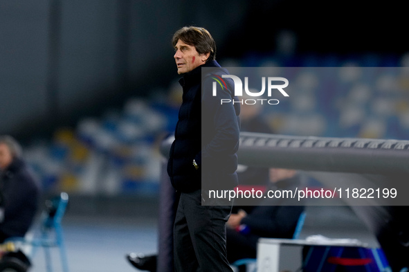 Antonio Conte Head Coach of SSC Napoli looks on during the serie Serie A Enilive match between SSC Napoli and AS Roma at Stadio Diego Armand...