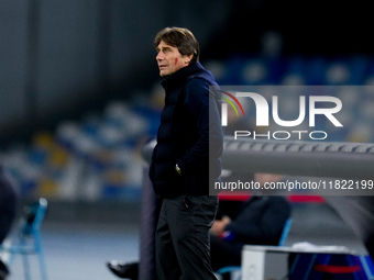 Antonio Conte Head Coach of SSC Napoli looks on during the serie Serie A Enilive match between SSC Napoli and AS Roma at Stadio Diego Armand...