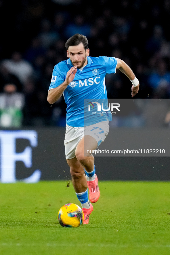 Khvicha Kvaratskhelia of SSC Napoli during the serie Serie A Enilive match between SSC Napoli and AS Roma at Stadio Diego Armando Maradona o...