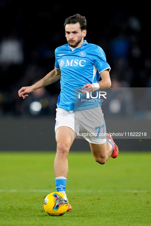 Khvicha Kvaratskhelia of SSC Napoli during the serie Serie A Enilive match between SSC Napoli and AS Roma at Stadio Diego Armando Maradona o...