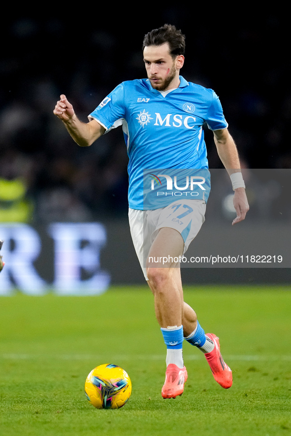 Khvicha Kvaratskhelia of SSC Napoli during the serie Serie A Enilive match between SSC Napoli and AS Roma at Stadio Diego Armando Maradona o...