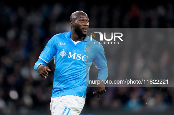 Romelu Lukaku of SSC Napoli looks on during the serie Serie A Enilive match between SSC Napoli and AS Roma at Stadio Diego Armando Maradona...