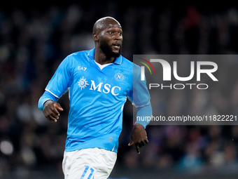 Romelu Lukaku of SSC Napoli looks on during the serie Serie A Enilive match between SSC Napoli and AS Roma at Stadio Diego Armando Maradona...