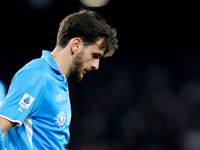 Khvicha Kvaratskhelia of SSC Napoli looks dejected during the serie Serie A Enilive match between SSC Napoli and AS Roma at Stadio Diego Arm...