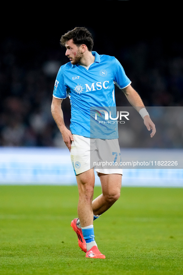 Khvicha Kvaratskhelia of SSC Napoli during the serie Serie A Enilive match between SSC Napoli and AS Roma at Stadio Diego Armando Maradona o...