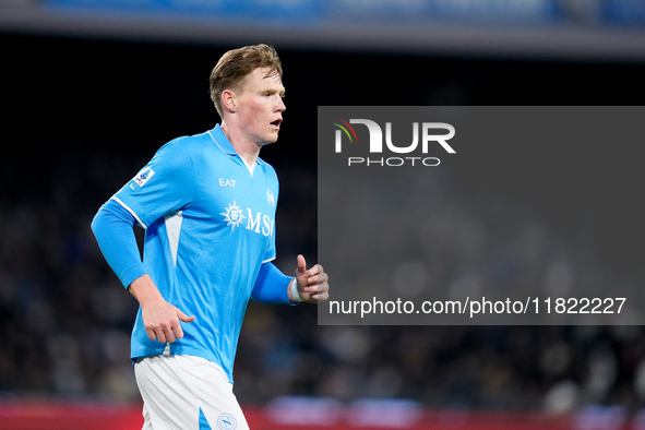 Scott McTominay of SSC Napoli looks on during the serie Serie A Enilive match between SSC Napoli and AS Roma at Stadio Diego Armando Maradon...