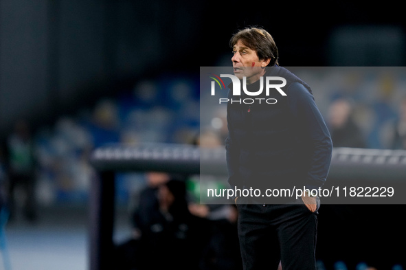 Antonio Conte Head Coach of SSC Napoli looks on during the serie Serie A Enilive match between SSC Napoli and AS Roma at Stadio Diego Armand...