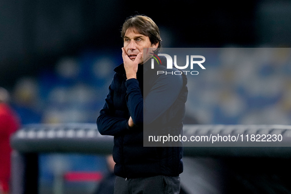 Antonio Conte Head Coach of SSC Napoli looks on during the serie Serie A Enilive match between SSC Napoli and AS Roma at Stadio Diego Armand...