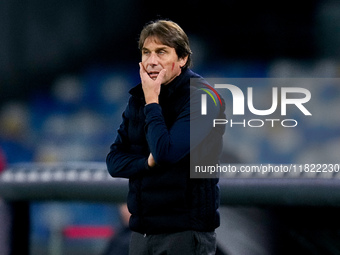 Antonio Conte Head Coach of SSC Napoli looks on during the serie Serie A Enilive match between SSC Napoli and AS Roma at Stadio Diego Armand...