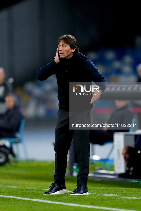 Antonio Conte Head Coach of SSC Napoli reacts during the serie Serie A Enilive match between SSC Napoli and AS Roma at Stadio Diego Armando...