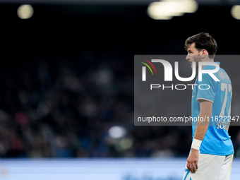 Khvicha Kvaratskhelia of SSC Napoli looks on during the serie Serie A Enilive match between SSC Napoli and AS Roma at Stadio Diego Armando M...