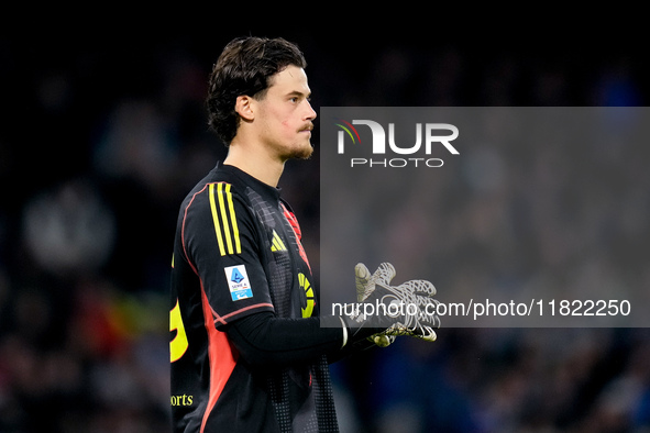 Mile Svilar of AS Roma looks on during the serie Serie A Enilive match between SSC Napoli and AS Roma at Stadio Diego Armando Maradona on No...