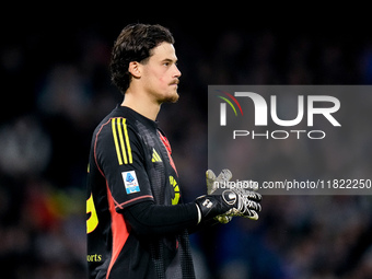 Mile Svilar of AS Roma looks on during the serie Serie A Enilive match between SSC Napoli and AS Roma at Stadio Diego Armando Maradona on No...