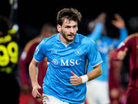 Khvicha Kvaratskhelia of SSC Napoli looks on during the serie Serie A Enilive match between SSC Napoli and AS Roma at Stadio Diego Armando M...